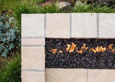 fire pit in stone ledge